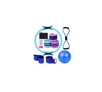 Pilates Essential Kit, Aro Pilates Mujer, Juego De 8 Piezas, Accesorios Pilates para Casa, Aro Pilates, Cintas EláSticas Musculación (Azul)
