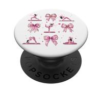 Pilates Fitness para niña, Coqueta, Lazo Rosa, mamá PopSockets PopGrip Adhesivo