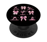 Pilates Fitness para niña, coqueta, lazo rosa, mamá PopSockets PopGrip Adhesivo