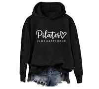 Pilates Is My Happy Hour - Sudadera con capucha divertida para mujer, Sudadera con capucha negra, XL