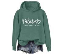 Pilates Is My Happy Hour - Sudadera con capucha divertida para mujer, Sudadera con capucha verde, 3XL