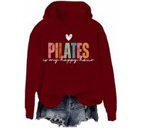 Pilates Is My Happy Hour - Sudadera con capucha Pilates Is My Happy Hour, sudadera con capucha para amantes de los pilates, Burdeos, S