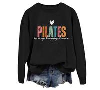 Pilates Is My Happy Hour - Sudadera divertida para amantes del pilate para mujer, Negro, M
