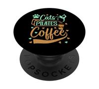 Pilates Lover - Gatos Pilates Café - Pilates Cat Lover PopSockets PopGrip Adhesivo