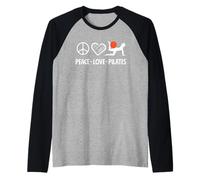 Pilates Peace Love Pilates Fitness Camiseta Manga Raglan