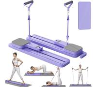 Pilates Reformer Board, Home Gym Equipment with Resistance Bands,7-in-1 Detachable AB Trainer, Push-Up Boards, Stepper & Core Strengthener - Full Body Workout Machine (Purple)