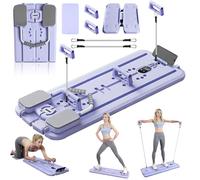 Pilates Reformer, Pilates Board Plegable, Tabla Pilates Multifuncional con Máquina de Esquí, Entrenamiento Abdominal, Push Up y Cuerda de Tensión, Reformer Pilates Maquina en Casa - Morado