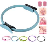 Pilates Ring Fitness Trainer, 2025 New Pilates Circle Ring 14.96" Yoga Rings Magic Circle with Dual Padded Handles, for Toning Arms, Legs Men and Women (Light Blue)