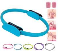 Pilates Ring Fitness Trainer, 2025 New Pilates Circle Ring 14.96" Yoga Rings Magic Circle with Dual Padded Handles, for Toning Arms, Legs Men and Women (Blue)