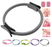 Pilates Ring Fitness Trainer, 2025 New Pilates Circle Ring 14.96" Yoga Rings Magic Circle with Dual Padded Handles, for Toning Arms, Legs Men and Women (Gray)