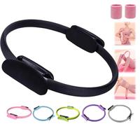 Pilates Ring Fitness Trainer, 2025 New Pilates Circle Ring 14.96" Yoga Rings Magic Circle with Dual Padded Handles, for Toning Arms, Legs Men and Women (Black)