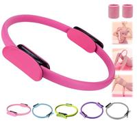 Pilates Ring Fitness Trainer, 2025 New Pilates Circle Ring 14.96" Yoga Rings Magic Circle with Dual Padded Handles, for Toning Arms, Legs Men and Women (Rose Red)