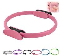 Pilates Ring Fitness Trainer, with Dual Padded Handles, Pilates Ring Fitness Circle 14.96" Yoga Rings Magic Circle, Pilates Ring For Mat and Reformer Workouts (Pink)