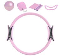 Pilates Ring Set | Kit de Pilato con círculo mágico | 3 Correas de Resistencia, Mini Bola, Carteles de Entrenamiento, Bolsa portátil | Ejercicios centrales, Aptitud física, Entrenamiento de f
