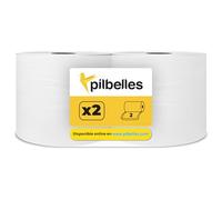 PILBELLES Pack 2 Bobinas de Papel Industrial de Pasta de Celulosa Gofrada | Acabado Laminado Doble Capa 3 kg/rollo