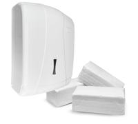 PILBELLES Pack de 4000 Toallas Papel Secamanos Zig Zag + Dispensador de Toallas de Papel | Toallas para Dispensador Laminadas Doble Capa