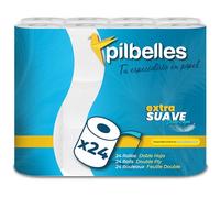 PILBELLES Papel Higiénico Extra Suave - 24 Rollos - 2 capas, Más de 160 Hojas por Rollo, Sin Perfumes, 100% Celulosa Certificado Ecolabel