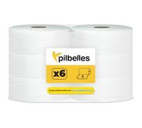 PILBELLES Papel Higiénico Industrial Pasta Laminado 6 Rollos Maxi Jumbo | Rollo de Papel Industrial Extra Grande para Dispensador
