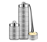 píldora impermeable,Apilable Aleación Aluminio Viaje Senderismo Pastillero 7 Días | Compartimento granpara píldoras, aceite pescado, suplemento dietético Pacienjo