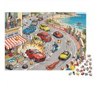 Pile-Up de tráfico al Estilo de Mónaco Puzzle De Madera Impermeable DIY Puzzles De 1000 Piezas para Adultos Desafiante Y Estimulante Rompecabezas para Juegos Desafiantes