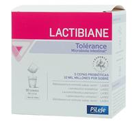 PiLeJe Lactibiane Tolerance 30 Sobres - Probiótico para Intolerancias Alimentarias e Intestino Permeable - 5 Cepas (10 Mil Millones de Microorganismos) - Alivio Sensibilidad y Alergias Digestivas