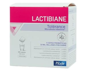 PiLeJe Lactibiane Tolerance 30 Sobres - Probiótico para Intolerancias Alimentarias e Intestino Permeable - 5 Cepas (10 Mil Millones de Microorganismos) - Alivio Sensibilidad y Alergias Digestivas