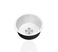 Pileta Blanco Redondo,Fregaderos Cocina 1 Seno,Lavabo Cocina Inox,Pica Pequeño con Drenaje,Sifó y Rebosadero,Formas de Instalar Sobre Encimera/Bajo Encimera (Ø 45cm)