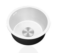 Pileta Blanco Redondo,Fregaderos Cocina 1 Seno,Lavadero Cocina Inox,Pila PequeñO con Drenaje,Formas de Instalar Sobre Encimera/Bajo Encimera (Ø 42cm)
