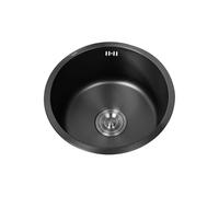 Pileta de Cocina Negro,Fregaderos Redondo,Lavadero 1 Seno Inox,Pila de Cocina PequeñO con Drenaje,Formas de Instalar Sobre Encimera/Bajo Encimera (Ø 42cm)