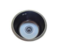 Pileta Negro,Lavadero Cocina 1 Seno Inox,Fregaderos Cocina Redondo,Pila de Cocinas PequeñO con Drenaje,Formas de Instalar Sobre Encimera/Bajo Encimera (Ø 38cm)