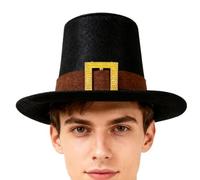 Pilgrim Hats Acción de Gracias Adjustable - Headwear Novelty Black Costume, Top Hat Cosplay School, Plays Photoshoot Festivals Family Gatherings | Cosplay School Plays Photoshoot Festivals Family