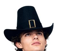 Pilgrim Hats Acción de Gracias Adjustable - Headwear Novelty Black Costume, Top Hat Cosplay School, Plays Photoshoot Festivals Family Gatherings | Cosplay School Plays Photoshoot Festivals Family