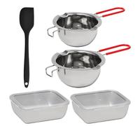 Pilikoll 2 Piezas Olla Universal de Acero Inoxidable con 1 Espátula, 2 Recipientes Gastro con Tapa Chocolate Melting Pot Cuenco de Baño de Agua para Derretir Chocolate,Dulces,Mantequilla,Queso,Velas