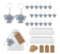 Pilikoll 20 Piezas Baby Shower Regalo Bautizo Llavero de Elefante con Organza Bolsa Etiqueta Kraft Recuerdos de Bautizo Niña Baby Shower para baby shower, Comunión, Confirmación, bautizo
