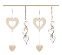 Pilikoll 4 Piezas Colgantes de Madera con Forma de Corazón Colgantes Madera De Corazon Decoración Corazon para Colgar Adornos Colgantes madere de Corazón para Ventana, Boda