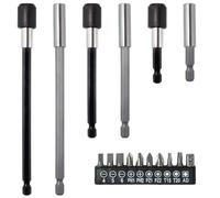 Pilikoll 6 Piezas Portapuntas Magnético Largo 60mm 100mm 150mm con Bits Portapuntas Magnético Impacto 1/4 Inch Hex Shank Bit Holder para Destornillador Inalámbrico y Taladro Manual