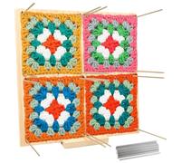 Pilikoll Tabla de Bloqueo para Ganchillo 30x30 cm Tablero Bloqueador de Granny Square con 30 Barras de Acero Inoxidable Tablero Madera Cuadrado Abuelita para Máquina Ganchillo Ganchillo