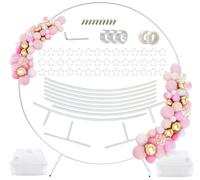 PILIN Kit de arco de globo redondo de metal dorado enorme Extraíble Fácil de transportar y reutilizable La mejor decoración para eventos de fiesta (∅2.2M BLANCO)