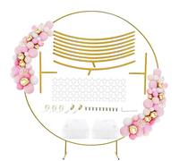 PILIN Kit de arco de globo redondo de metal dorado enorme Extraíble Fácil de transportar y reutilizable La mejor decoración para eventos de fiesta (∅2.2M)