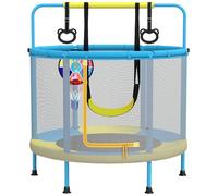 PILIN TrampolíN para NiñOs, φ140 CM Multifuncional 4 en 1, con Columpios, Barras, Aros, Canastas de Baloncesto/Dianas, Capacidad de 50 Kg, Uso Interior Y Exterior del TrampolíN de JardíN.