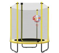 PILIN Trampolín para Niños Trampolín De Jardín con Red De Seguridad y Canasta De Baloncesto, para De Uso Exterior e Interior Ø 150 Cm Regalo De Cumpleaños para Niños