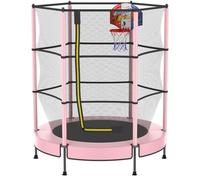 PILIN Trampolín para Niños, Trampolín De Jardín Juego De Tableros De Baloncesto Ø145cm, Juego Completo con Colchoneta De Salto, Red De Seguridad, Muelles Galvanizados y Cubre Bordes