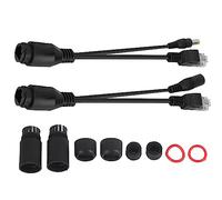 Pilipane Adaptador PoE De 12 V, Kit De Inyector Divisor PoE 1 Par De Alimentación A Través De Ethernet Pasivo, Inyector Divisor De Cable A Prueba De Agua, Inyector PoE Pasivo Y Kit Divisor PoE(Negro)