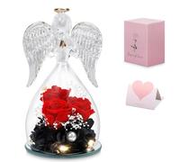 Pilipane Ángel Rosa Eterna Regalos para Mamá,Rosa Eterna,Rosa Eterna Natural Preservada, Preservado Real Rose iIn Glass Angel Figurine, Regalo Día de San Valentín,Mother's Day