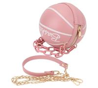 Pilipane Bolso de hombro de forma de baloncesto Pu cuero lindo bolso redondo de moda para mujeres diseño novela de novela accesorios de viaje multifuncionales de gran capacidad (Rosado)