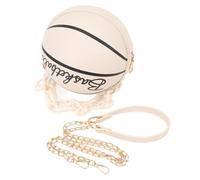 Pilipane Bolso de hombro de forma de baloncesto Pu cuero lindo bolso redondo de moda para mujeres diseño novela de novela accesorios de viaje multifuncionales de gran capacidad (Blanco)