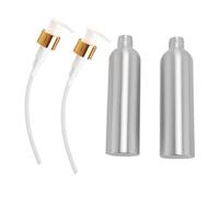 Pilipane Botella de Bomba de Loción de Aluminio Cabezal de Bomba Reutilizable Envase Dispensador de Cosméticos Vacío para Champú Crema Aceite Esencial 2 Piezas Premium Durable Recargable