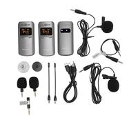 Pilipane de micrófono Wiralier Wireless de UHF Profesional Micéndico de Solapa de cancelación de Ruido de Doble Canal con monitoreo en Tiempo Real Sound de Alta fidelidad para el teléfono