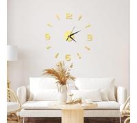 Pilipane Decoración de Reloj de Espejo acrílico de 1mm, Pegatina de Reloj de Pared sin Marco, DIY Etiqueta de la Pared del Reloj Mudo Moderno, Reloj Pared Adhesivo, Reloj Pared Salon[Oro]