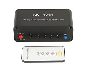 Pilipane Divisor de interruptor de audio de canal de sonido, caja de selección de audio, 4 vías RCA Switch multifunción 4-en-4 Out-RCA Stereo Switch Sector con control remoto IR para consola de